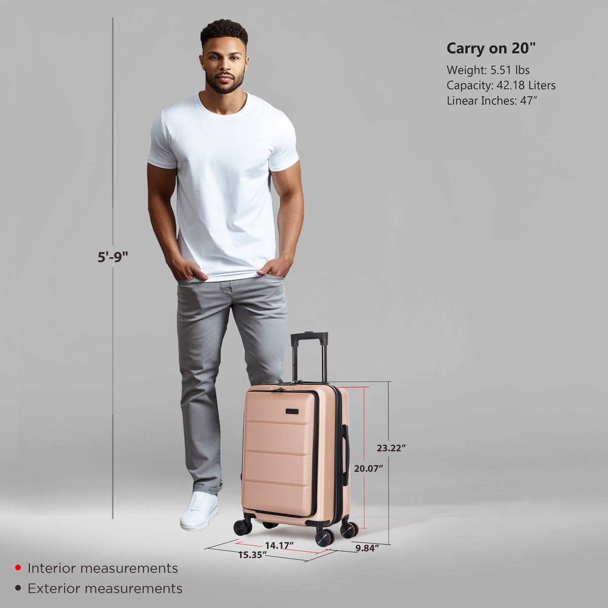 InUSA Elysian 20" Hardside Carry-On Luggage
