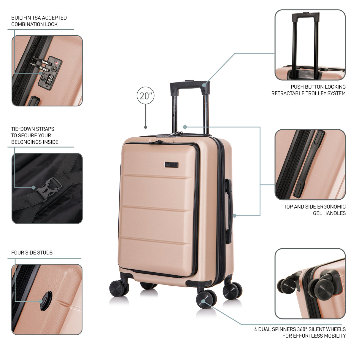 InUSA Elysian 20" Hardside Carry-On Luggage
