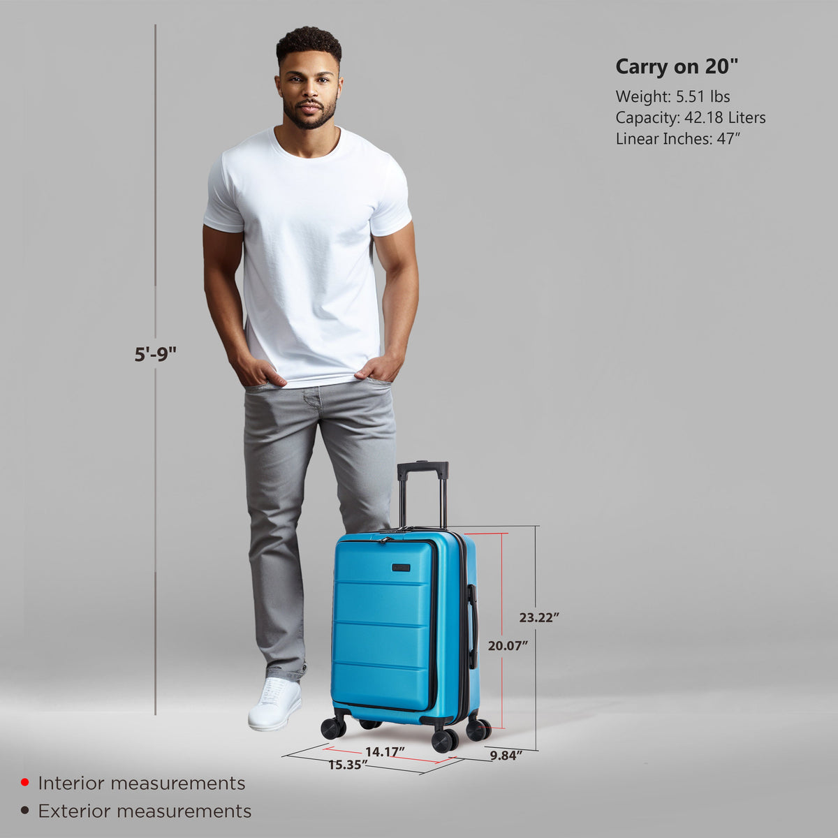 InUSA Elysian 20" Hardside Carry-On Luggage