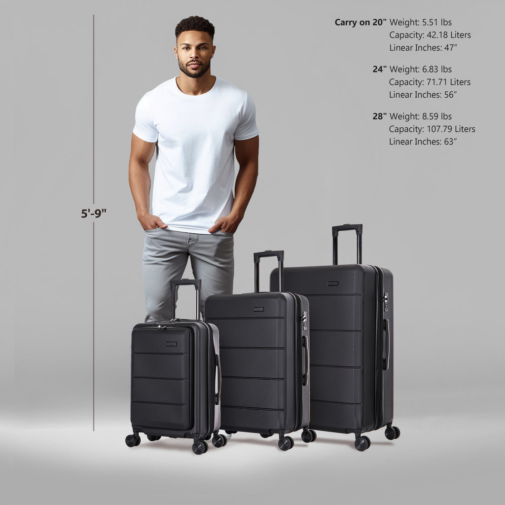 InUSA Elysian 3-Piece Hardside Spinner Luggage Set