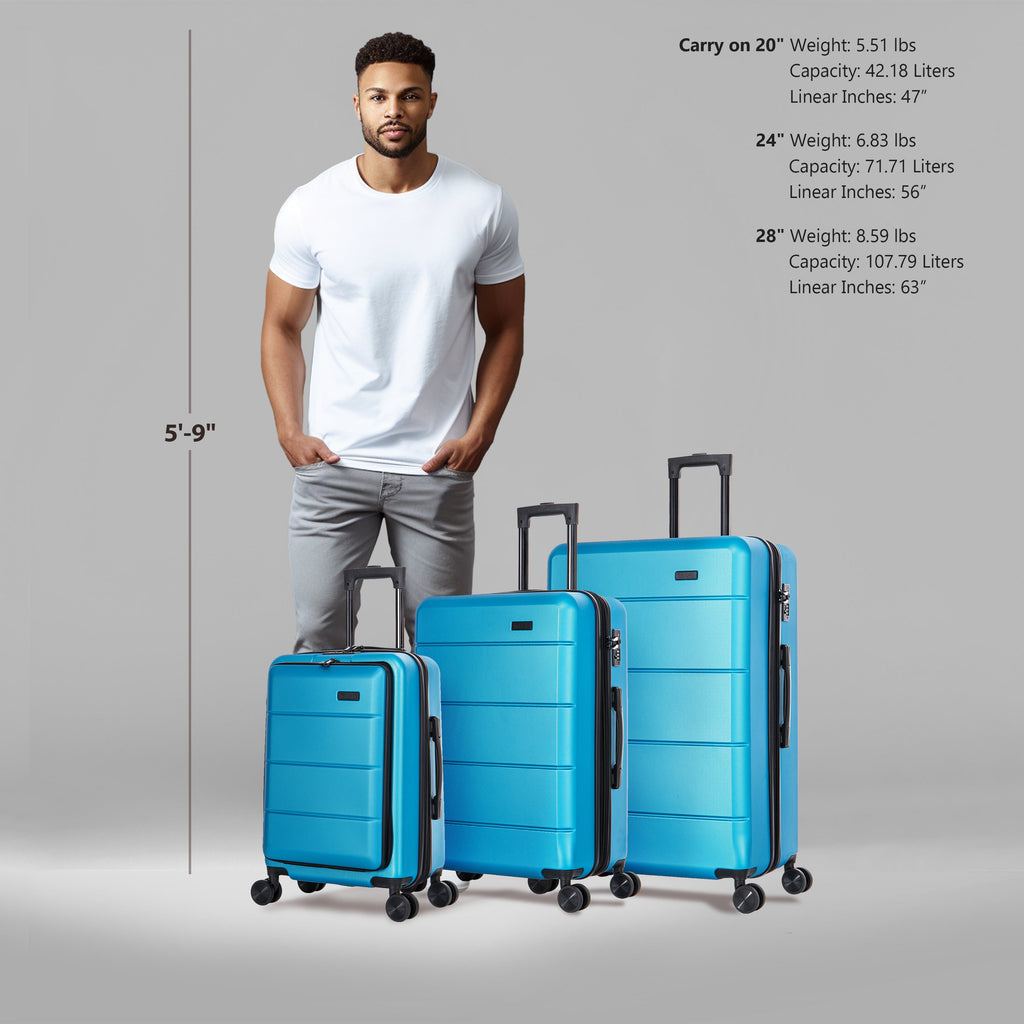 InUSA Elysian 3-Piece Hardside Spinner Luggage Set