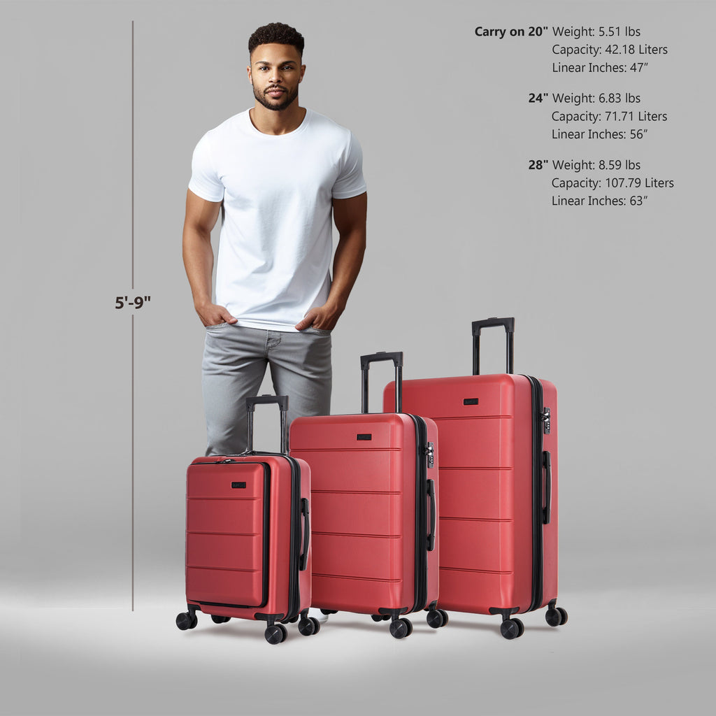 InUSA Elysian 3-Piece Hardside Spinner Luggage Set