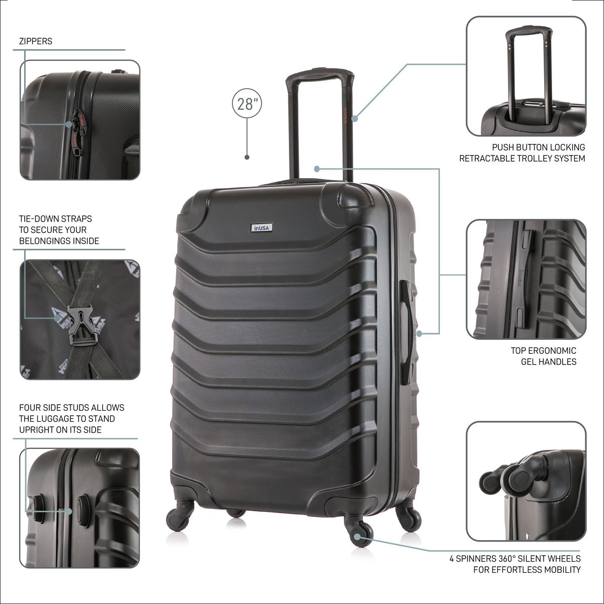 InUSA Endurance 28" Hardside Spinner Checked Suitcase