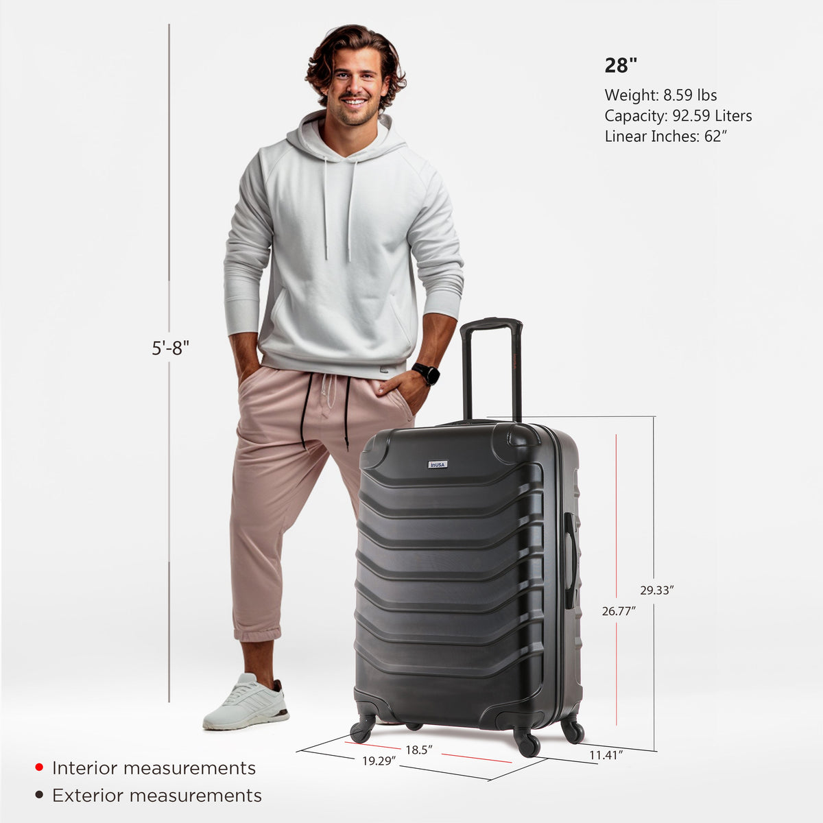 InUSA Endurance 28" Hardside Spinner Checked Suitcase