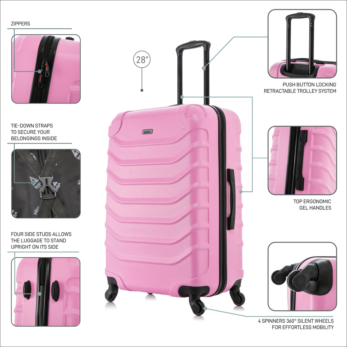 InUSA Endurance 28" Hardside Spinner Checked Suitcase
