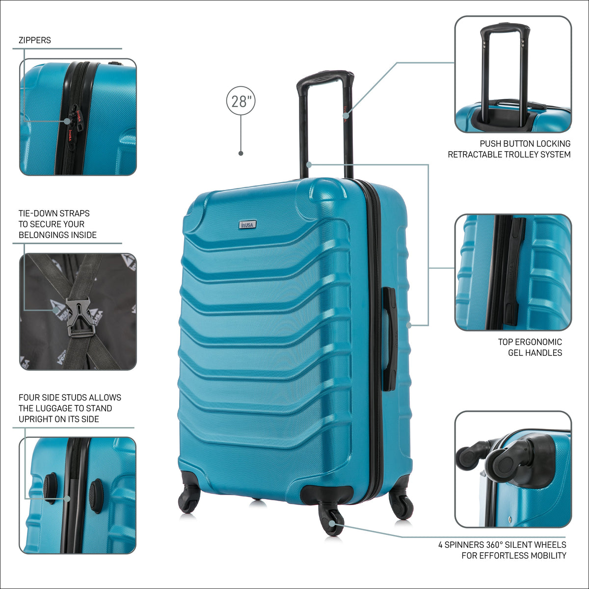 InUSA Endurance 28" Hardside Spinner Checked Suitcase