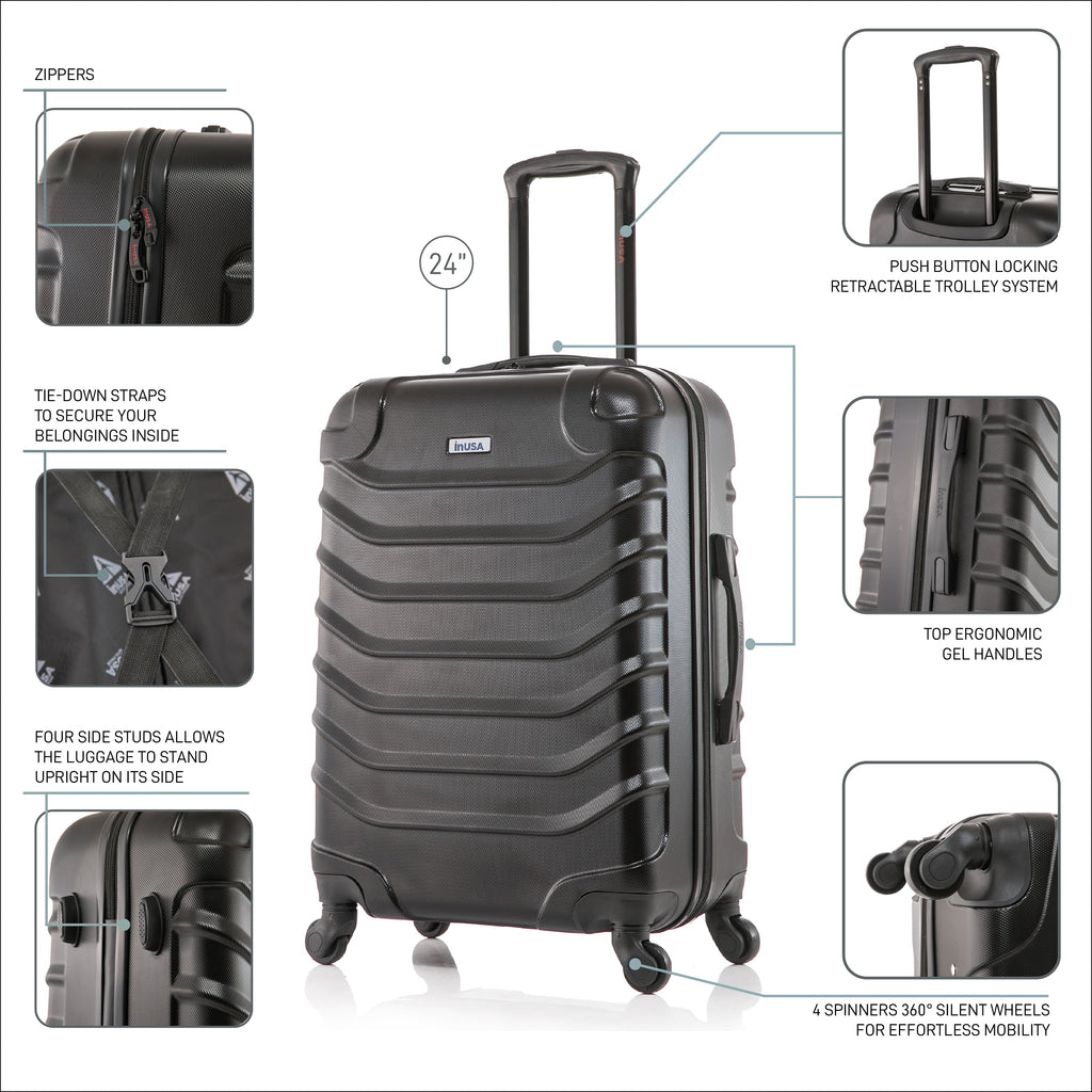 InUSA Endurance 24" Hardside Spinner Checked Suitcase
