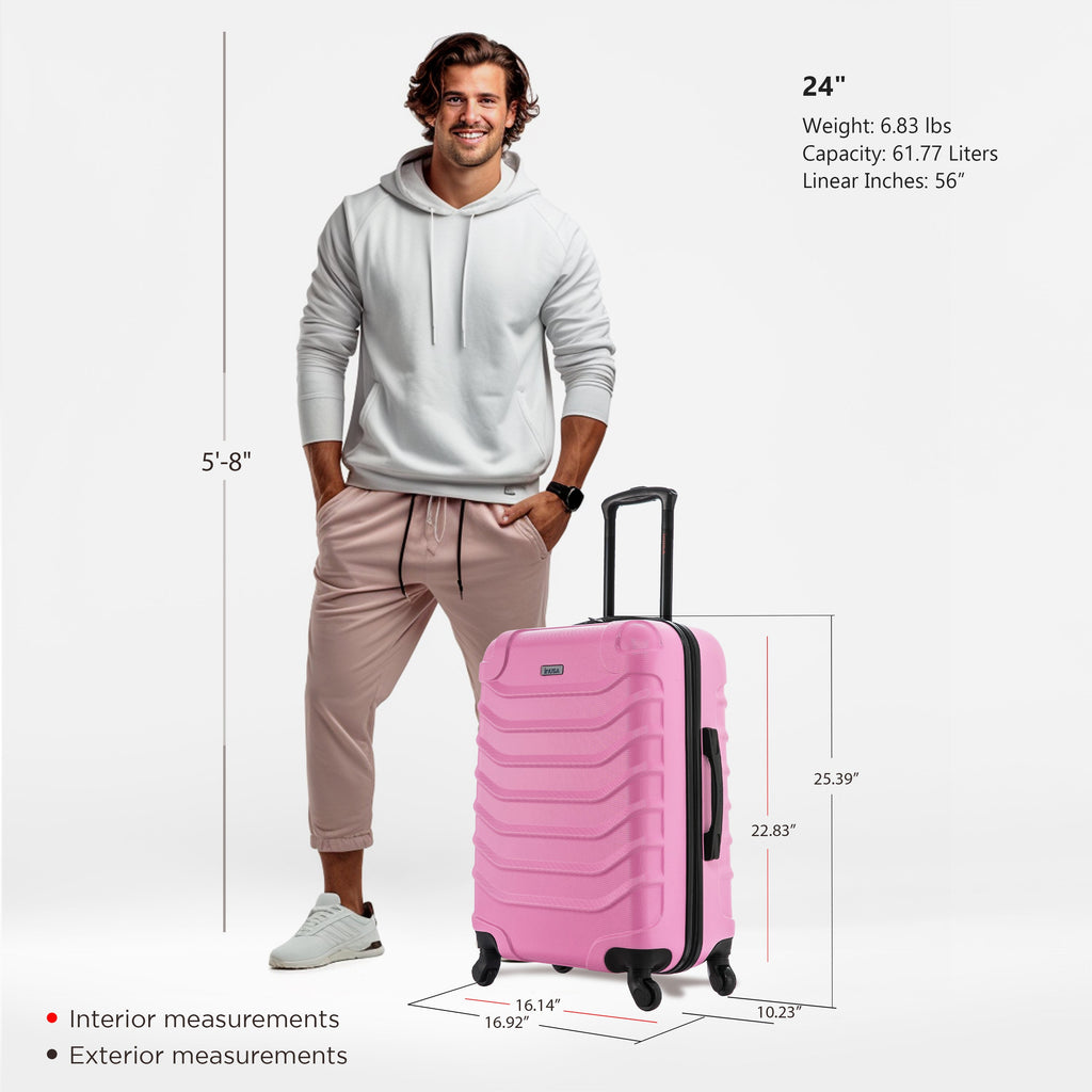 InUSA Endurance 24" Hardside Spinner Checked Suitcase