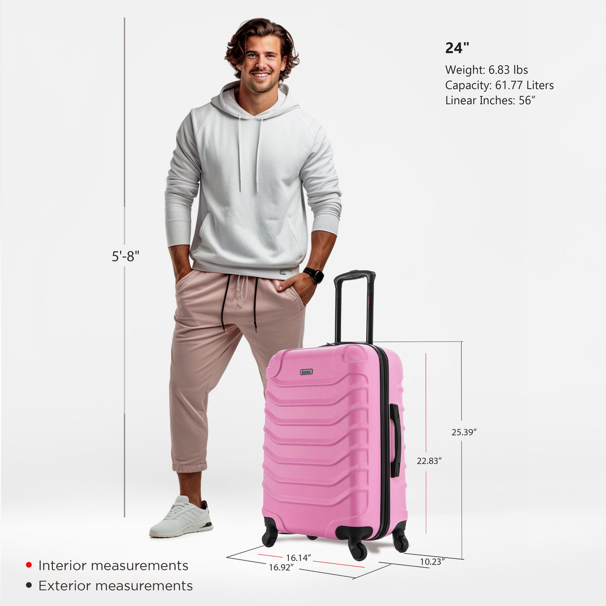 InUSA Endurance 24" Hardside Spinner Checked Suitcase