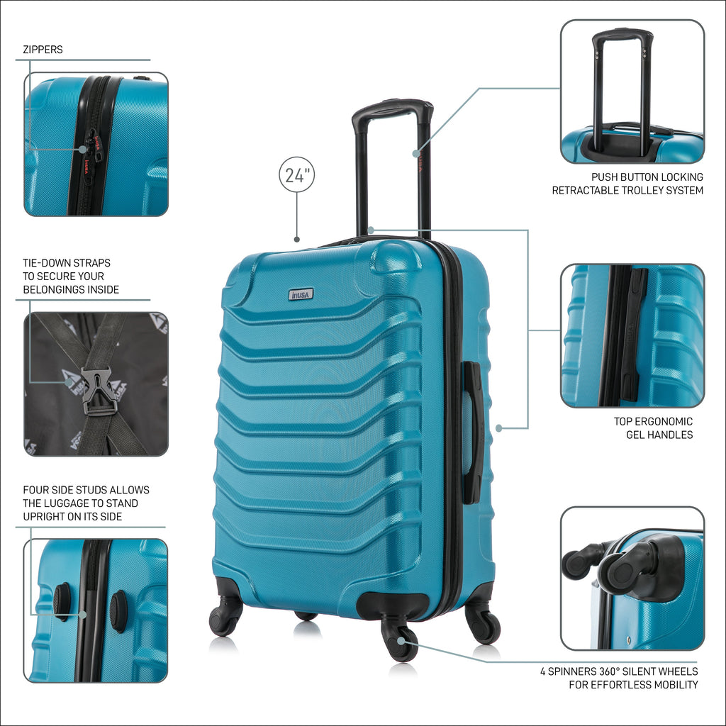 InUSA Endurance 24" Hardside Spinner Checked Suitcase