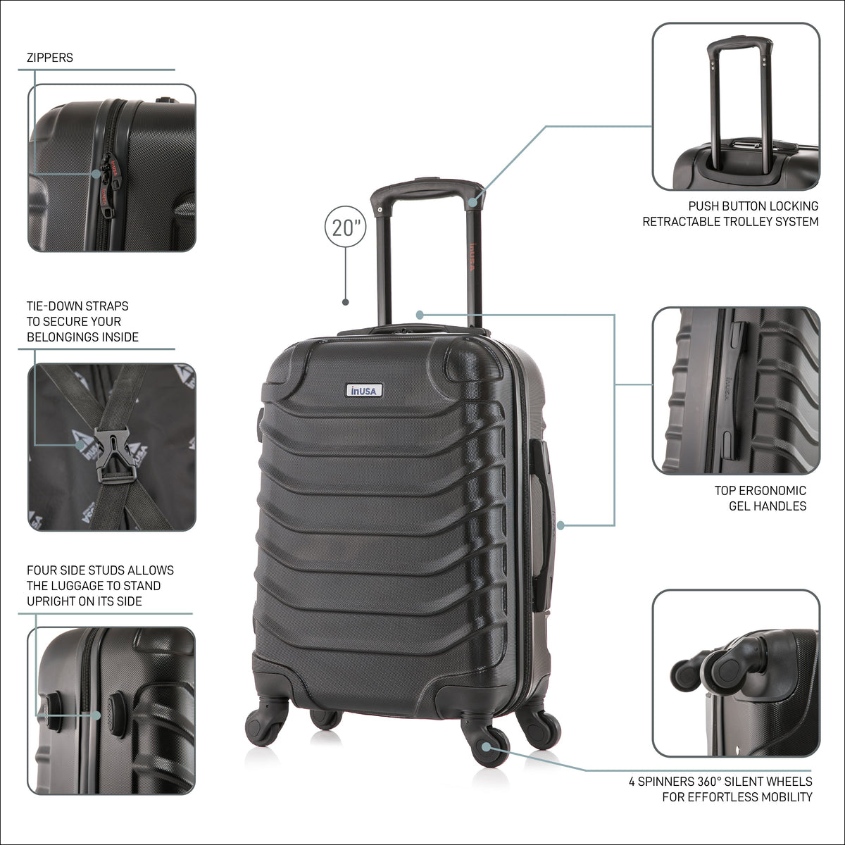 InUSA Endurance 20" Hardside Carry-On Suitcase