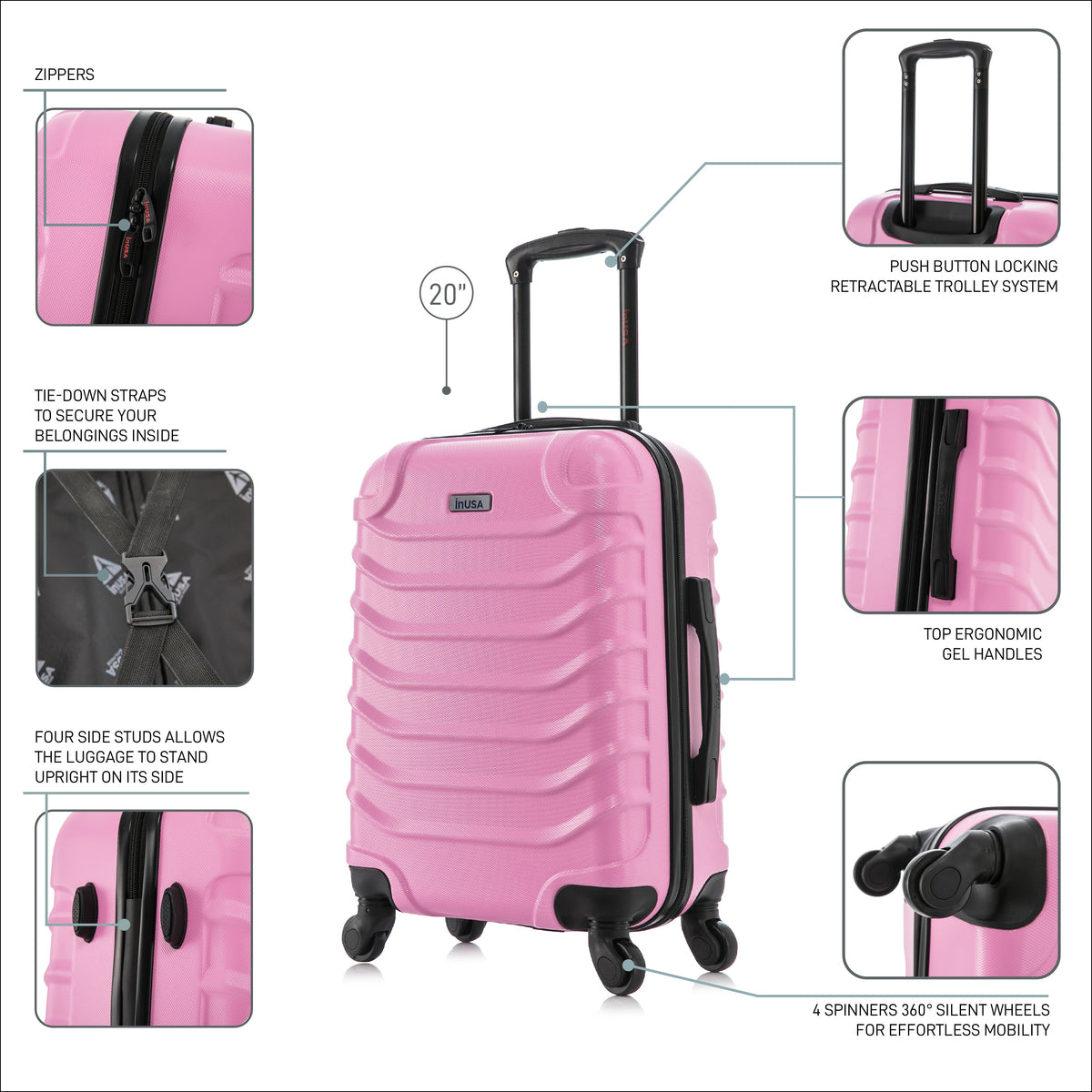 InUSA Endurance 20" Hardside Carry-On Suitcase