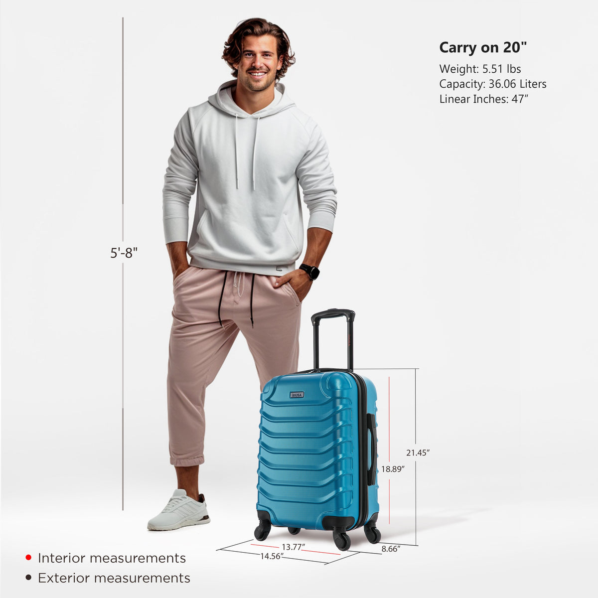 InUSA Endurance 20" Hardside Carry-On Suitcase