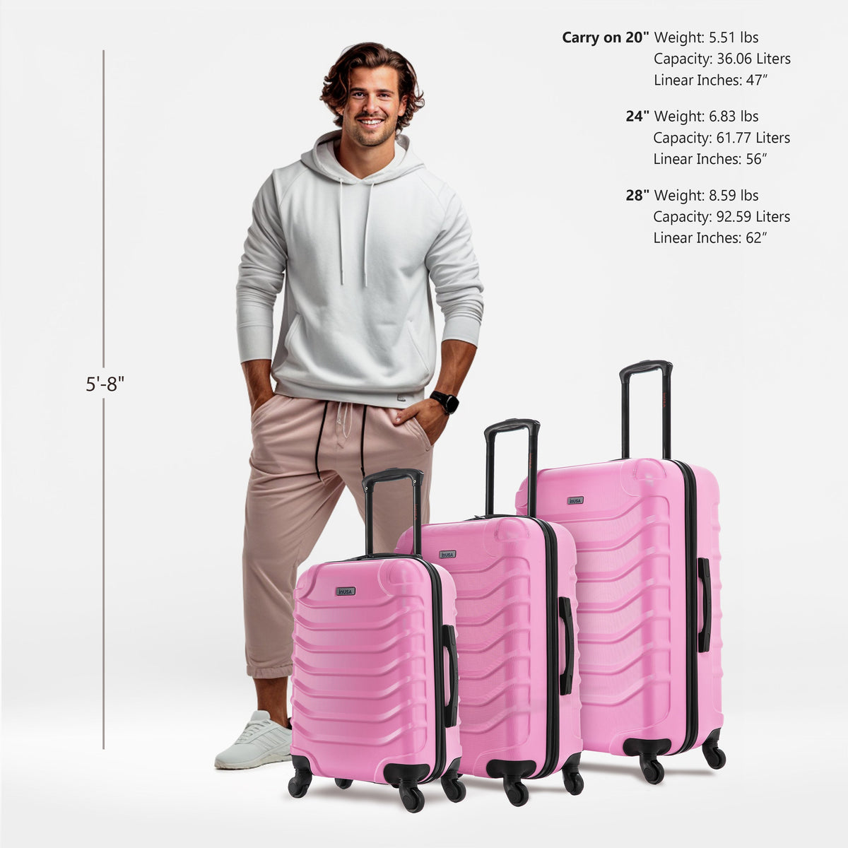InUSA Endurance 3-Piece Hardside Spinner Luggage Set