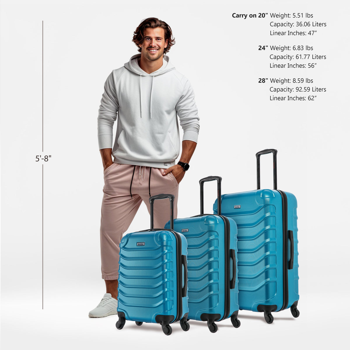 InUSA Endurance 3-Piece Hardside Spinner Luggage Set