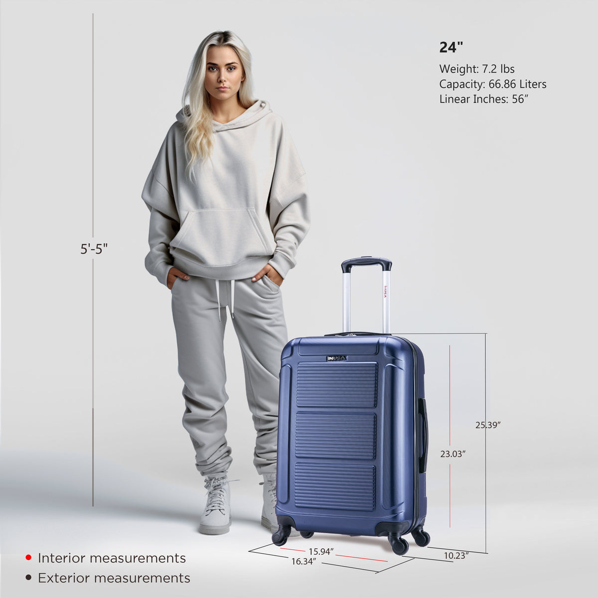 InUSA Pilot 24" Hardside Spinner Checked Luggage