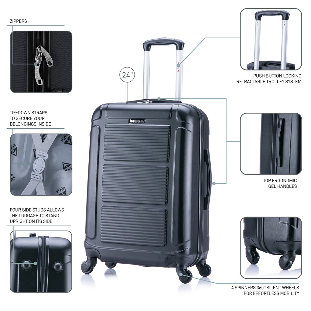 InUSA Pilot 24" Hardside Spinner Checked Luggage