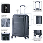 InUSA Pilot 24" Hardside Spinner Checked Luggage