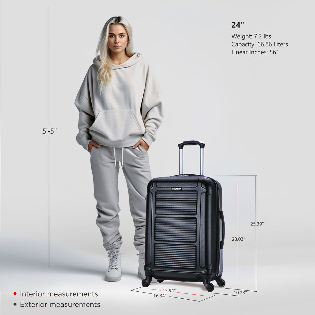 InUSA Pilot 24" Hardside Spinner Checked Luggage