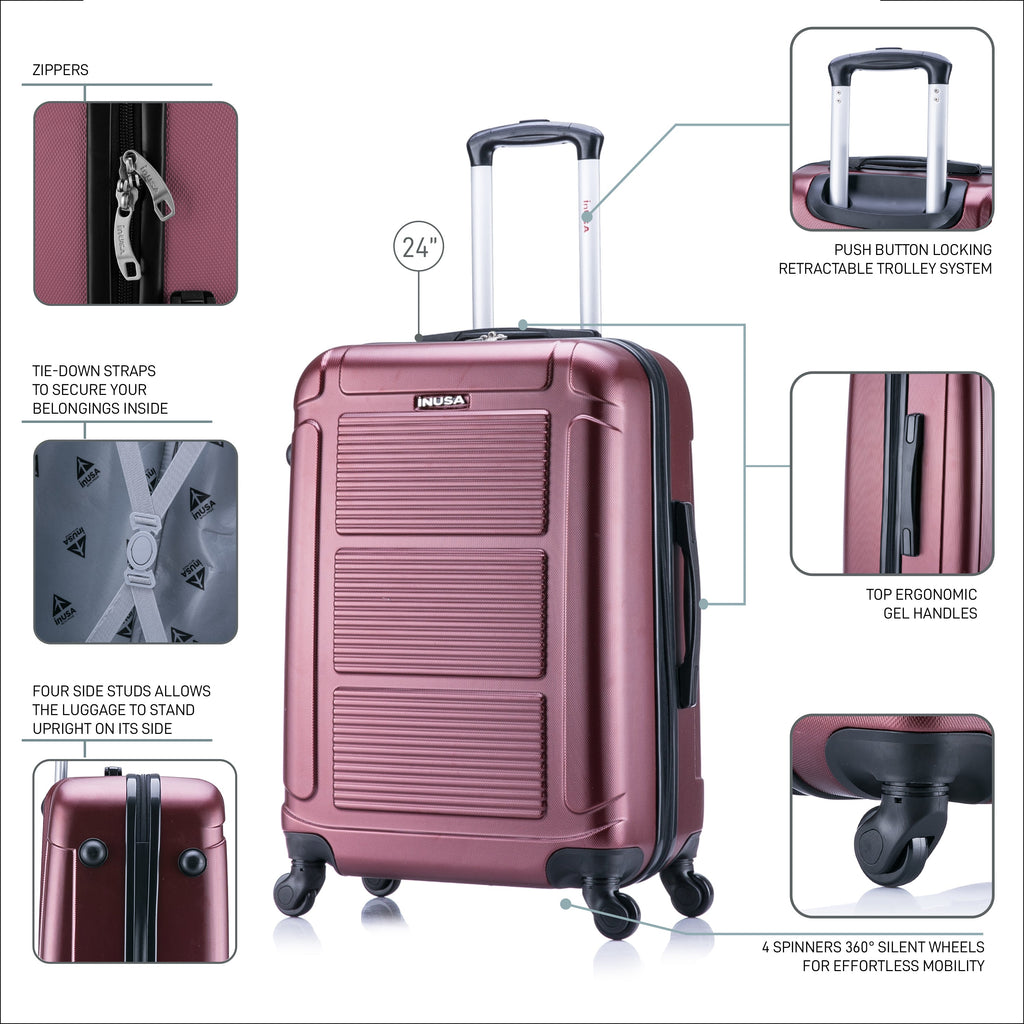 InUSA Pilot 24" Hardside Spinner Checked Luggage