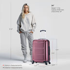 InUSA Pilot 24" Hardside Spinner Checked Luggage