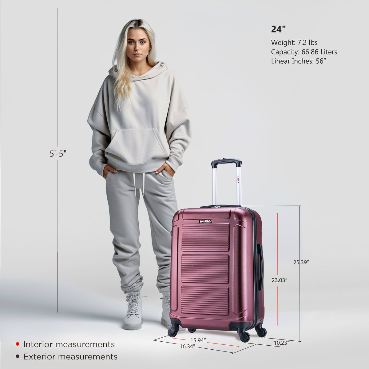 InUSA Pilot 24" Hardside Spinner Checked Luggage