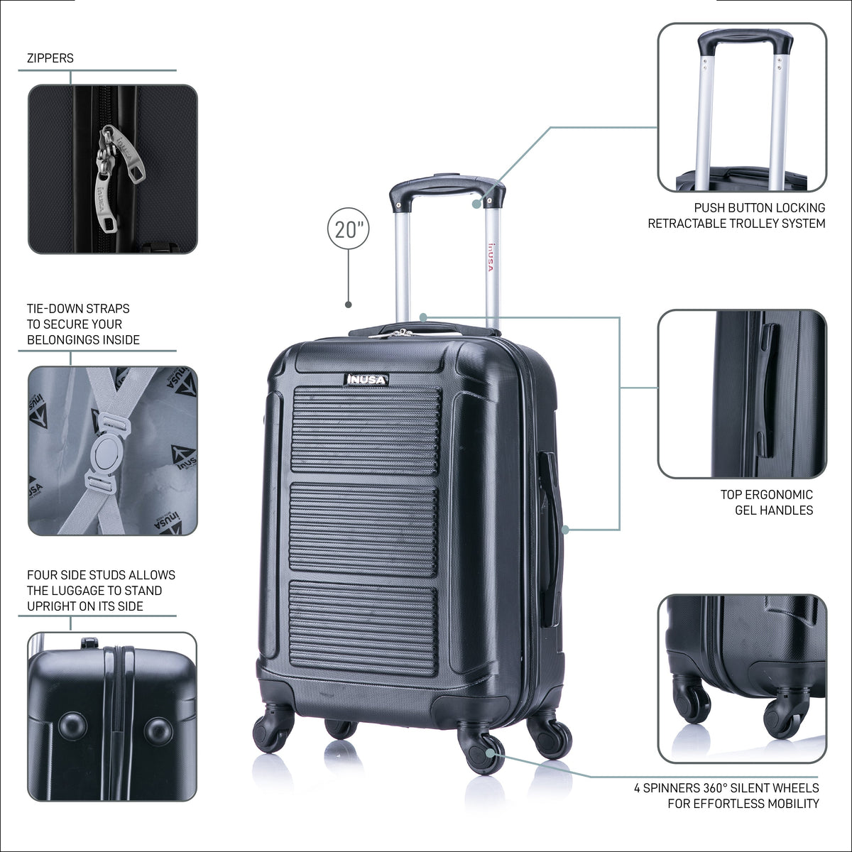 InUSA Pilot 20" Hardside Carry-On Spinner Luggage