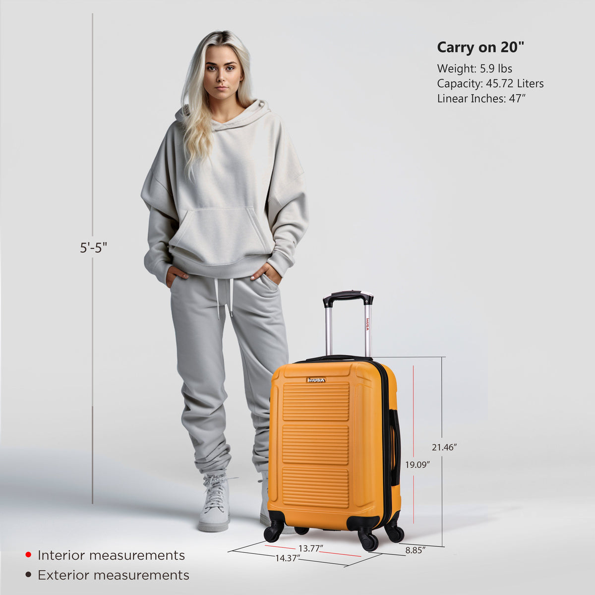 InUSA Pilot 20" Hardside Carry-On Spinner Luggage