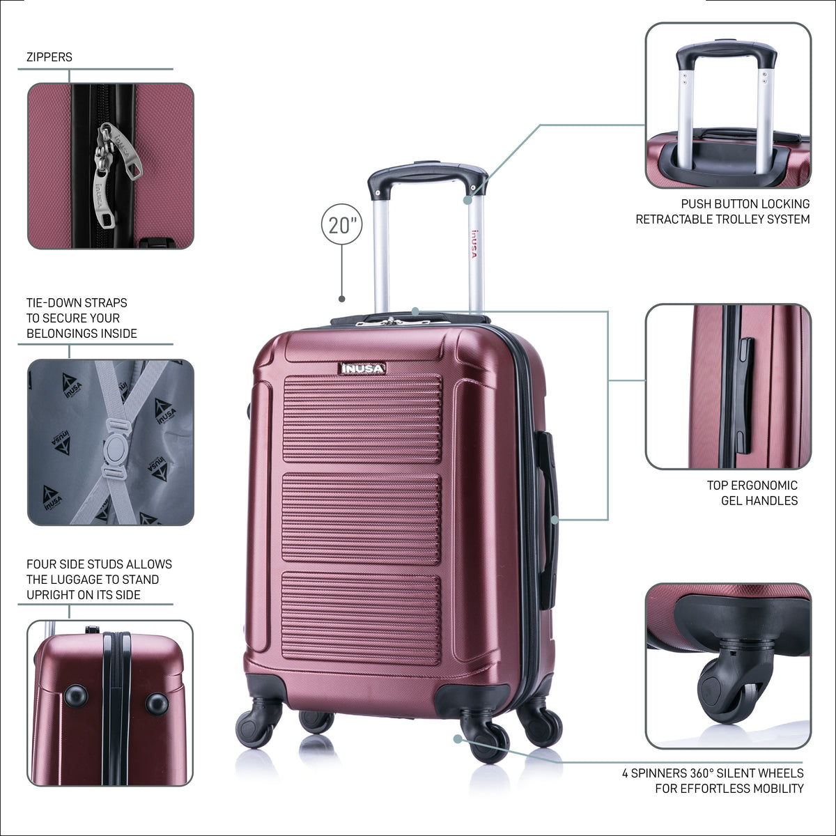 InUSA Pilot 20" Hardside Carry-On Spinner Luggage