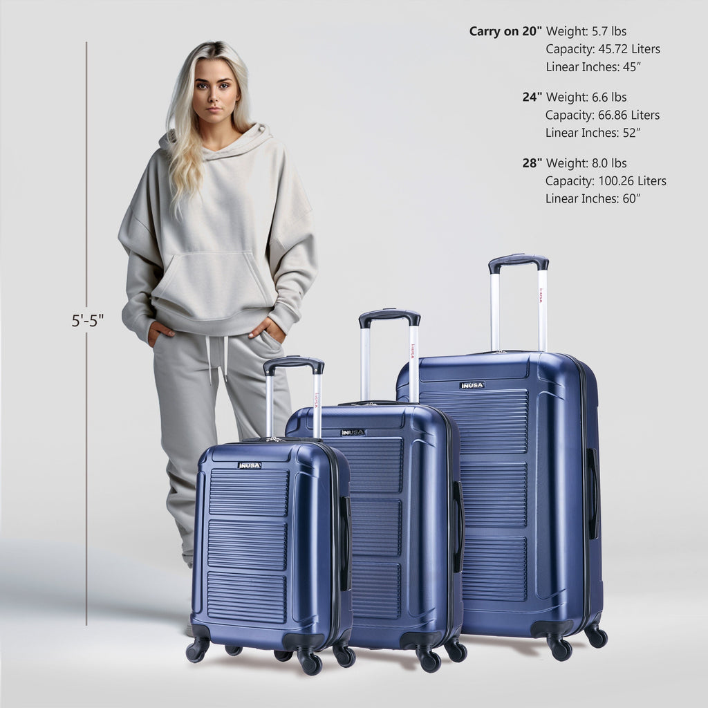 InUSA Pilot 3-Piece Hardside Spinner Luggage Set