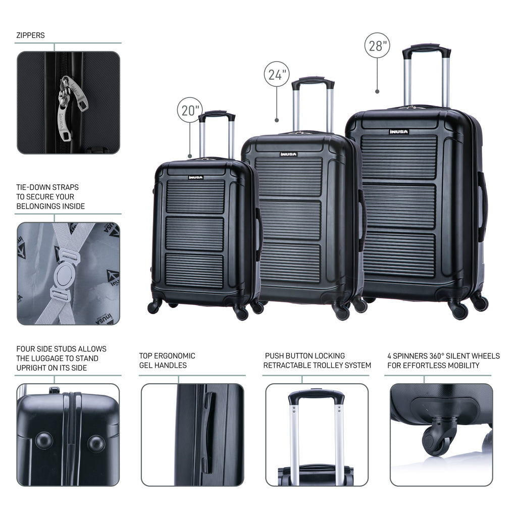 InUSA Pilot 3-Piece Hardside Spinner Luggage Set