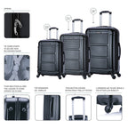InUSA Pilot 3-Piece Hardside Spinner Luggage Set