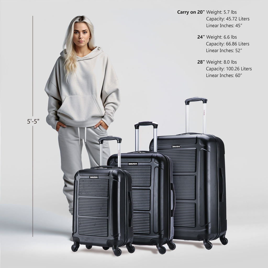 InUSA Pilot 3-Piece Hardside Spinner Luggage Set