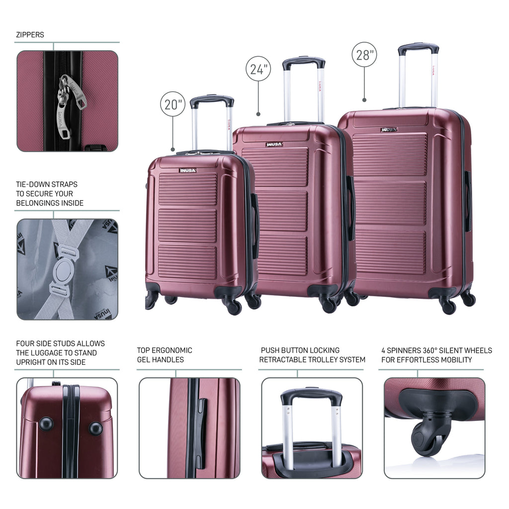 InUSA Pilot 3-Piece Hardside Spinner Luggage Set