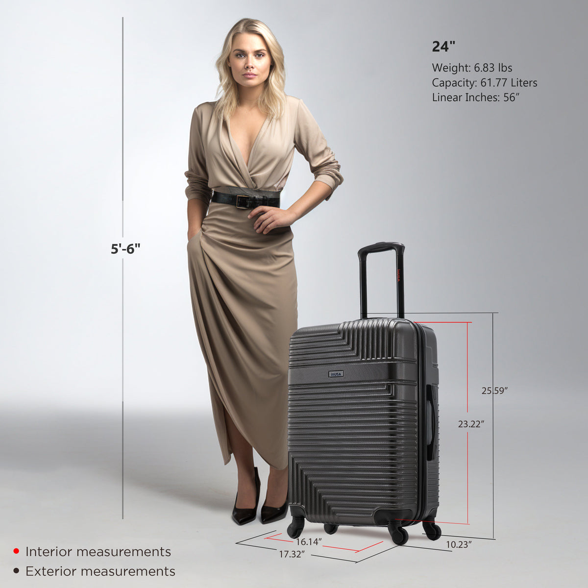 InUSA Resilience 24" Hardside Spinner Checked Suitcase