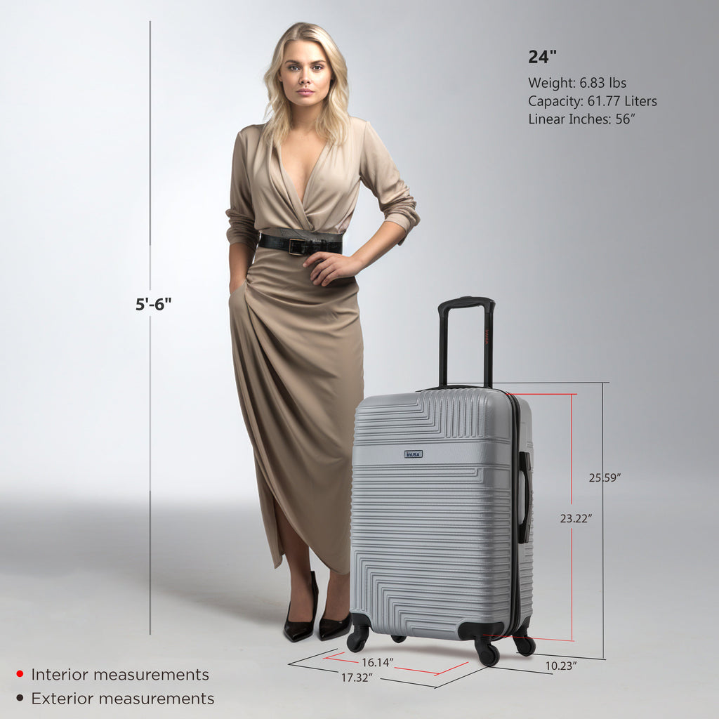 InUSA Resilience 24" Hardside Spinner Checked Suitcase