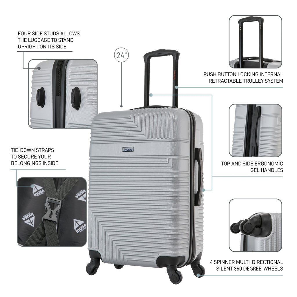 InUSA Resilience 24" Hardside Spinner Checked Suitcase