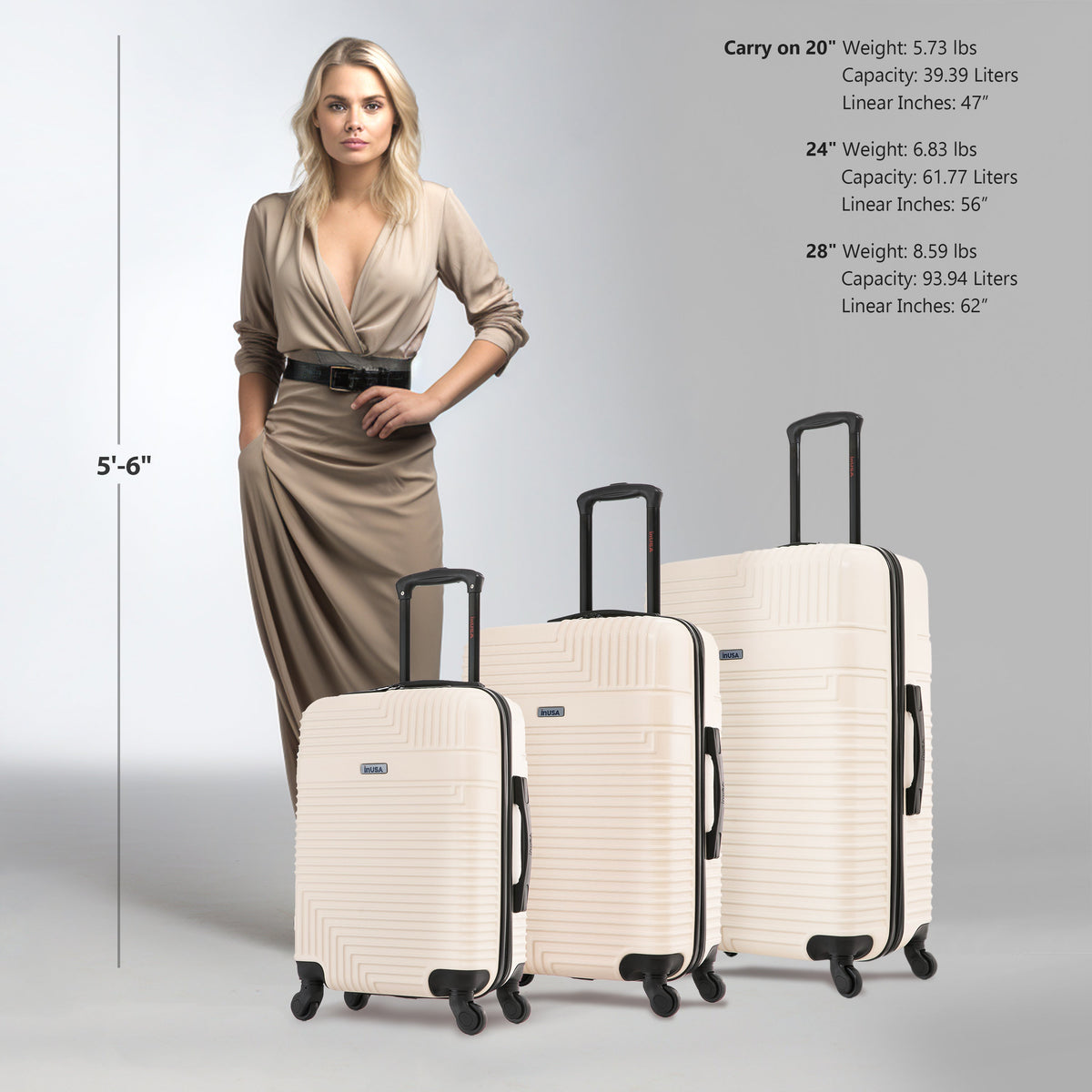 InUSA Resilience 3-Piece Hardside Spinner Luggage Set