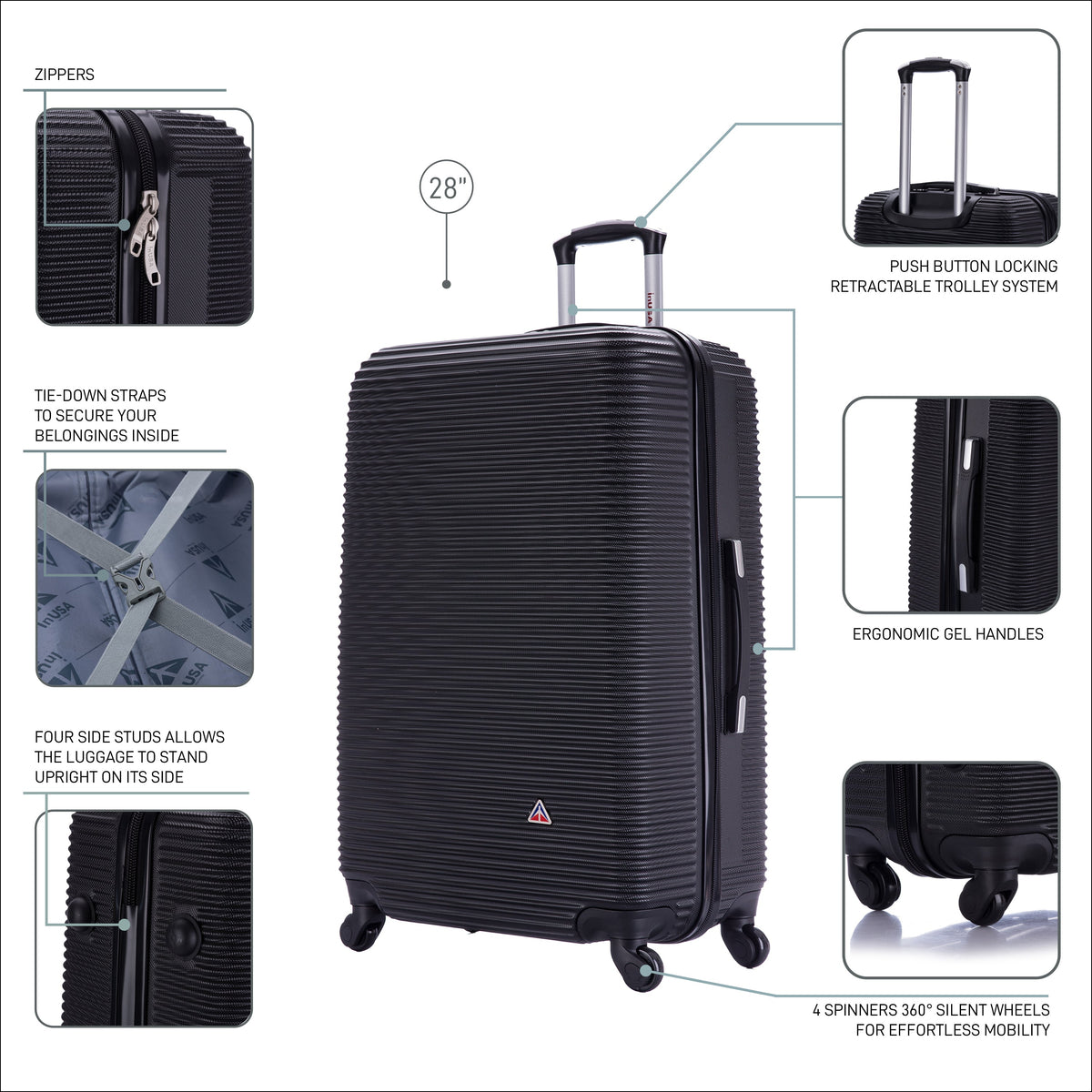 InUSA Royal 28" Hardside Spinner Checked Suitcase