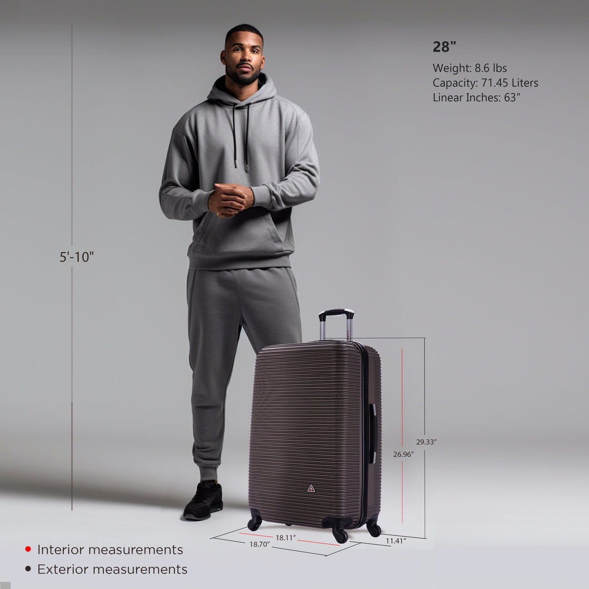 InUSA Royal 28" Hardside Spinner Checked Suitcase
