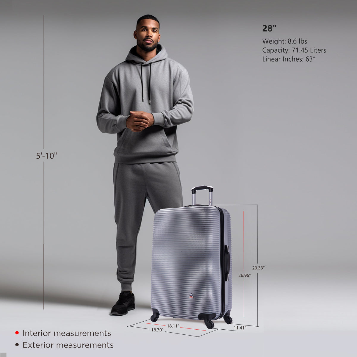 InUSA Royal 28" Hardside Spinner Checked Suitcase