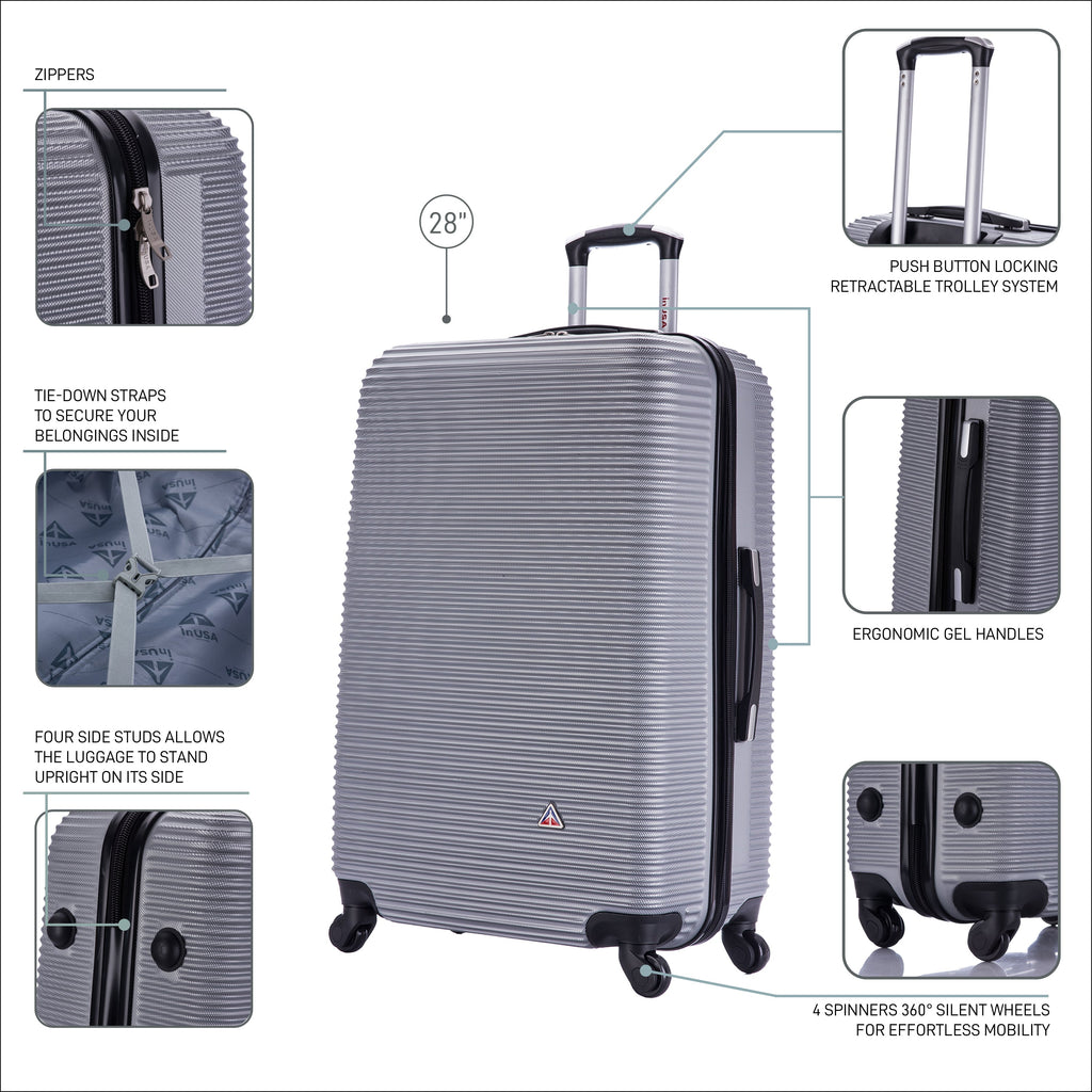 InUSA Royal 28" Hardside Spinner Checked Suitcase