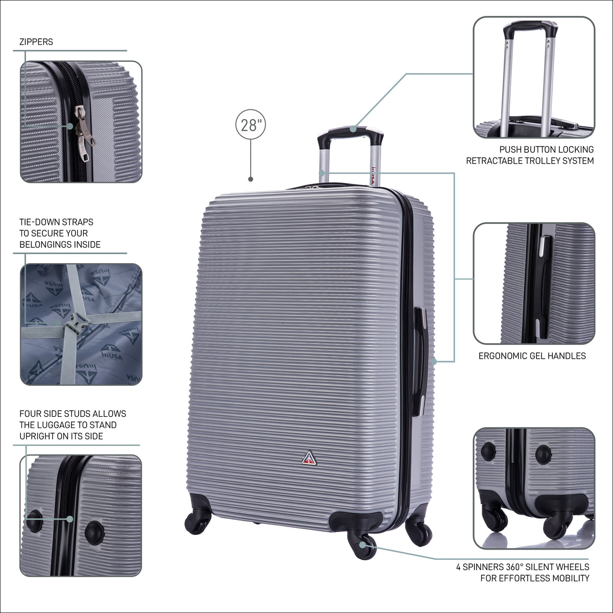 InUSA Royal 28" Hardside Spinner Checked Suitcase