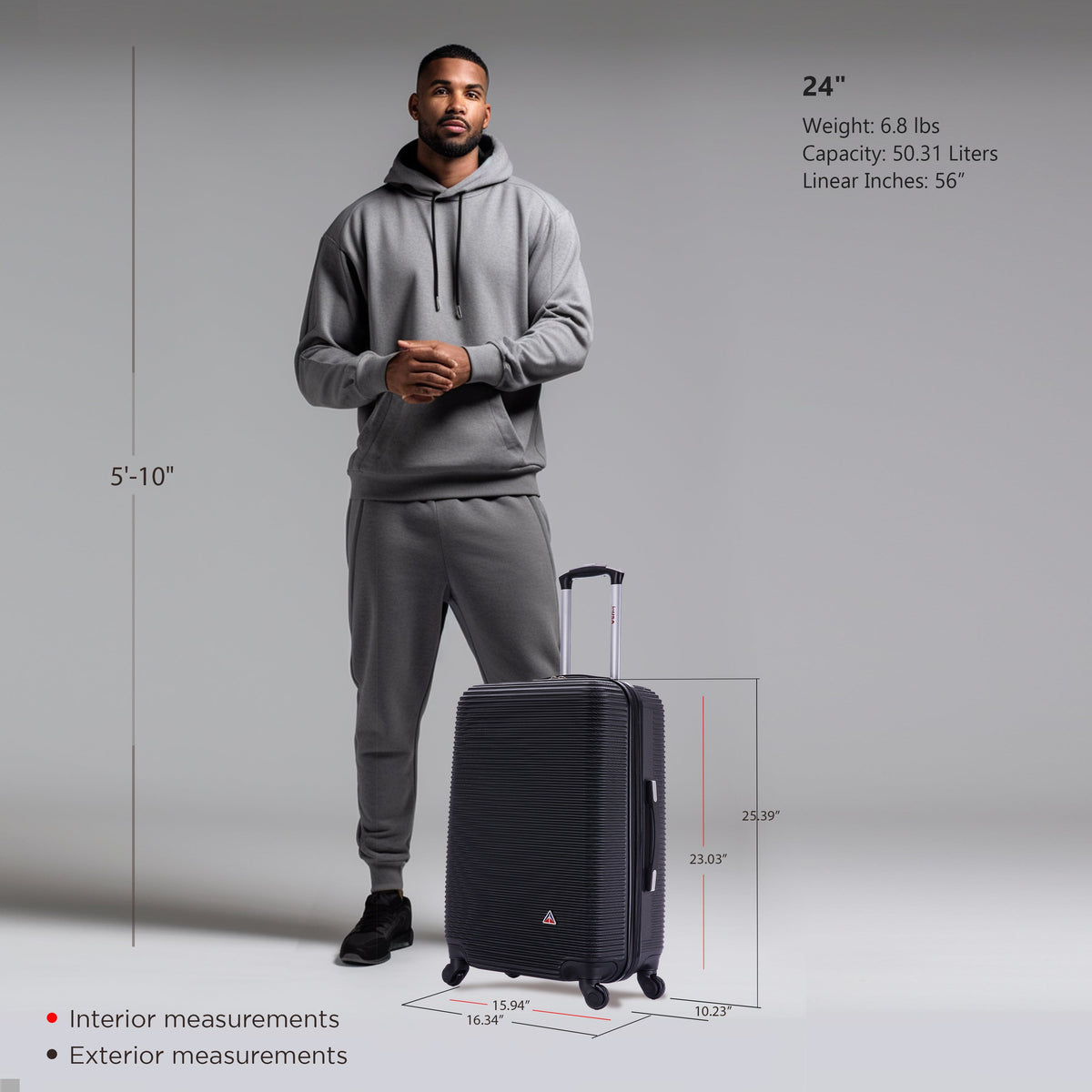 InUSA Royal 24" Hardside Spinner Checked Luggage