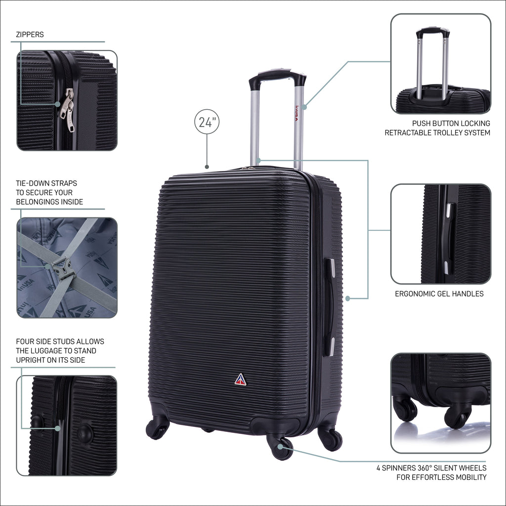 InUSA Royal 24" Hardside Spinner Checked Luggage