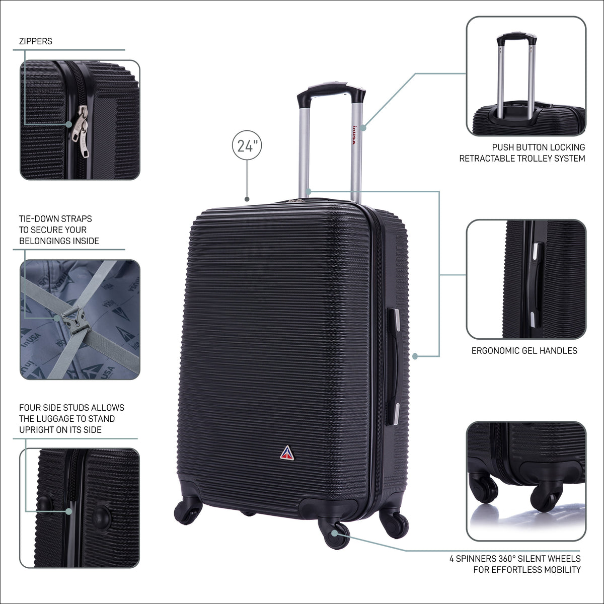 InUSA Royal 2-Piece Hardside Spinner Luggage Set