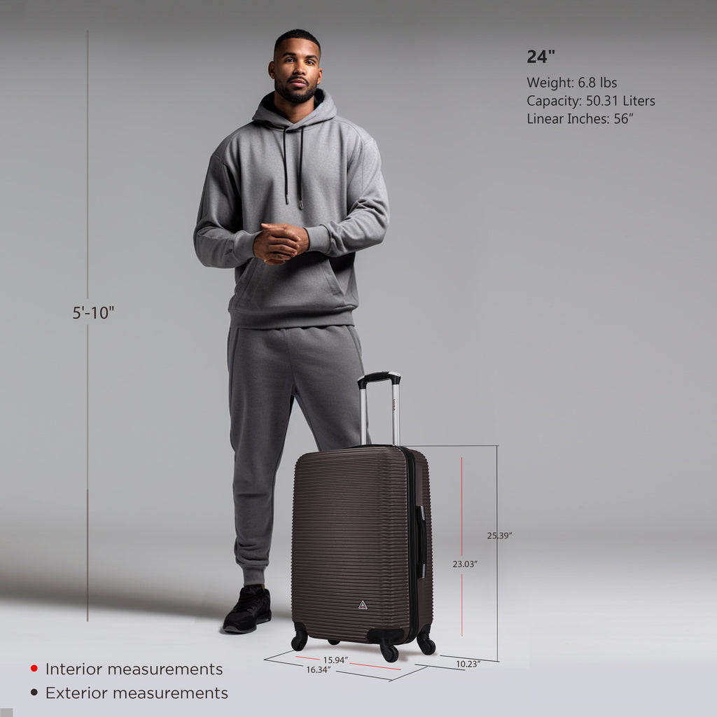 InUSA Royal 24" Hardside Spinner Checked Luggage