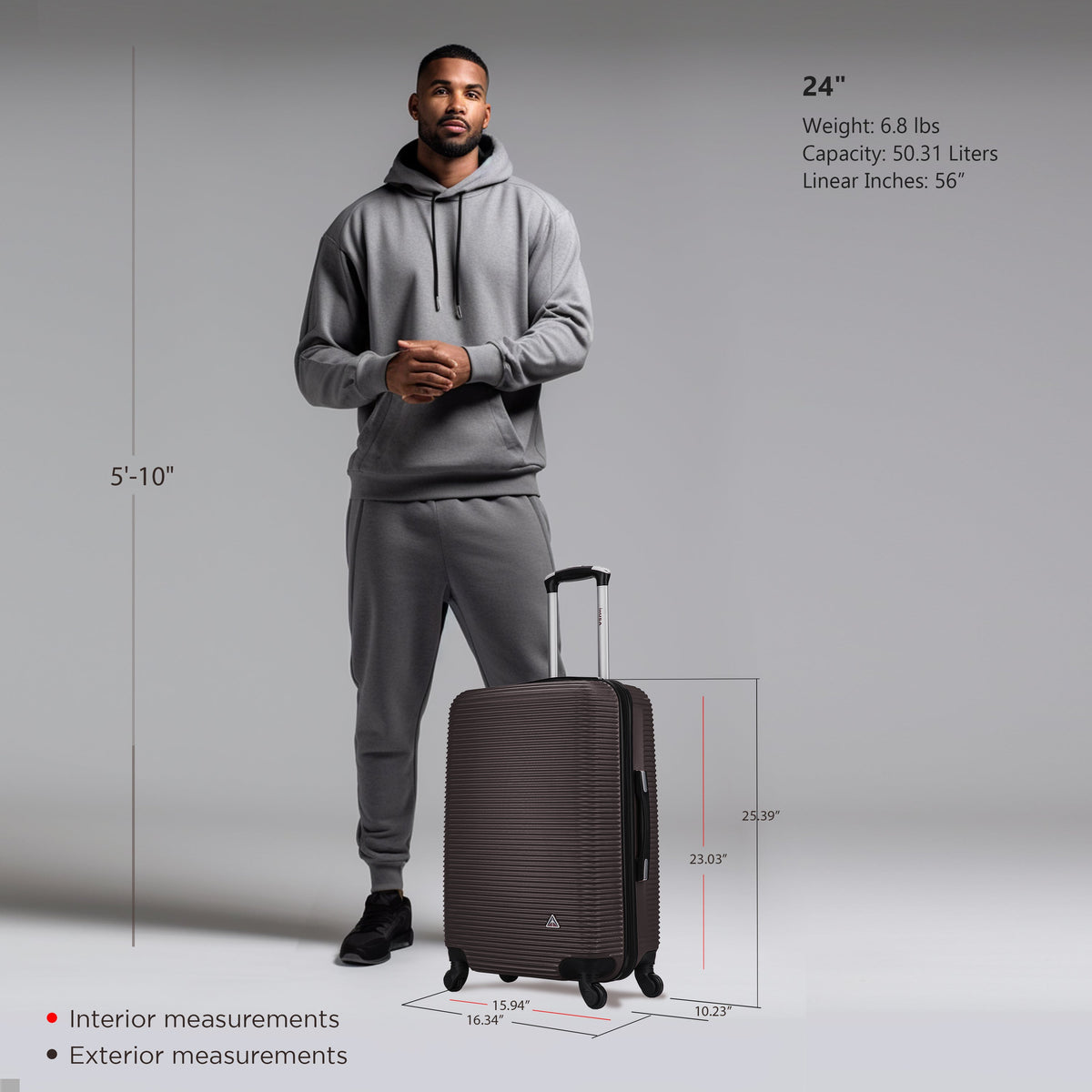 InUSA Royal 24" Hardside Spinner Checked Luggage