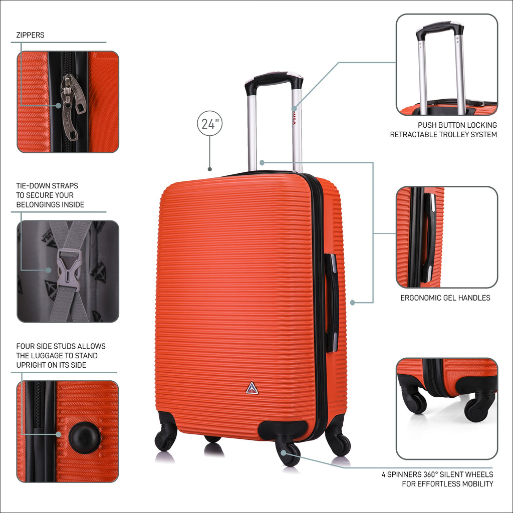 InUSA Royal 24" Hardside Spinner Checked Luggage