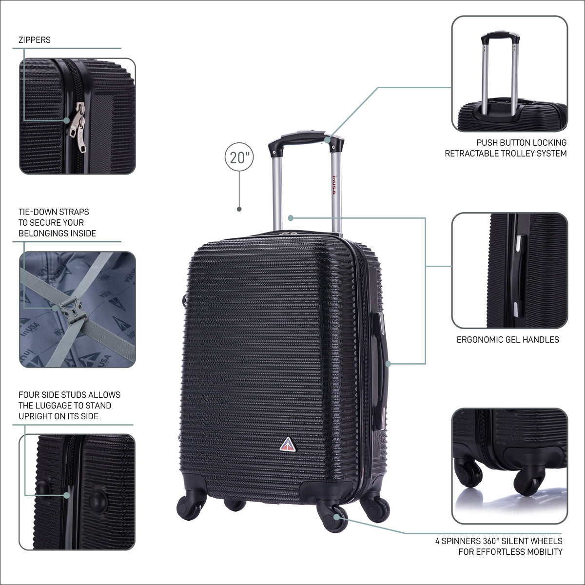 InUSA Royal 20" Hardside Carry-On Suitcase